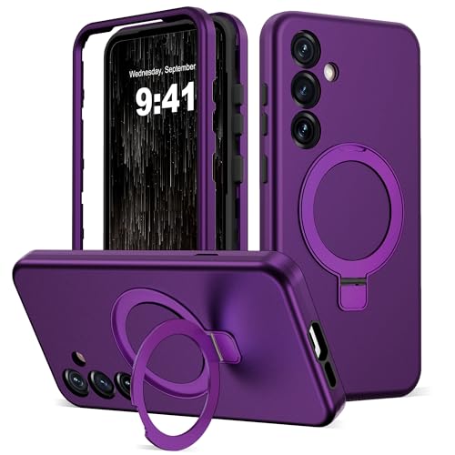 DuiDuiQ Designed for Samsung Galaxy S25 Plus Case with Magnetic Ring Stand [Compatible with Mag-Safe][Military Grade Drop Protection][Build in Kickstand] Shockproof S25+ Phone Case 6.7',Purple