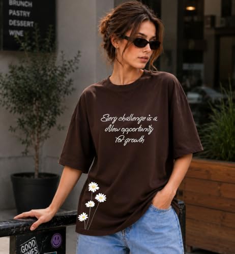 Image of London Hills Tshirt for Woman | Oversized Tshirt for Women | T Shirt for Womans | Graphic T Shirt for Women Pure Cotton | Tops for Woman Western, Printed Oversized Loose Fit Plus