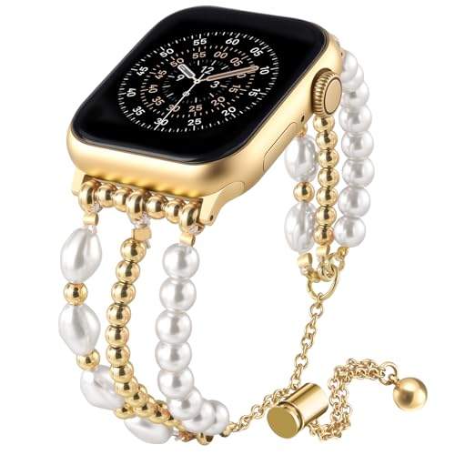 QINGQING �S�[���h�p�[���E�H�b�`�o���h �����p Apple Watch 38mm 40mm 41mm 42mm 44mm 45mm (S10/11) �o���b�N�h���b�V�[�`�F�[���u���X���b�g ���߉\�ȃ`�F�[�� iWatch�o���h�V���[�Y11/10/