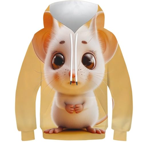Sweatshirt ado imprimé 3D Souris col rond et pull à capuche hiver 9-11 ans