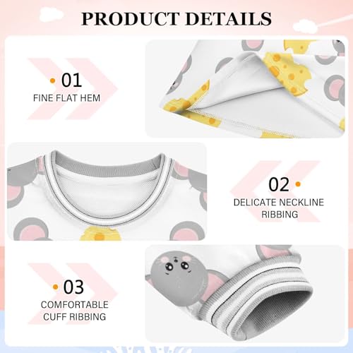 Mouse and Cheese Girls Dresses Long Sleeve Sweatshirt Dress for Girls Winter Toddler Casual A Line Dresses Size 2-8T3