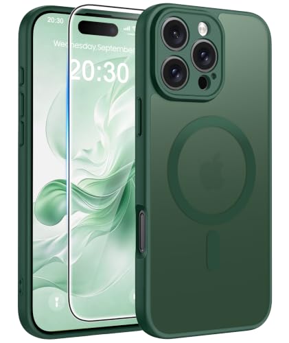 Image of FNTCASE for iPhone 16 Pro-Max Case: Translucent Green Fit for MagSafe