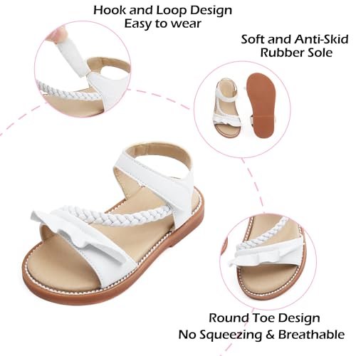 Image of PHIRAMIN Toddler Girl Sandals - Flower Girl Dress Shoes Open Toe Little Kid Flats