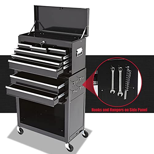 Jd Trading 8-Drawer Rolling Tool Chest 2 In 1 High Capacity Tool Box Detachable Organizer Tool Storage Cabinet With 4 Wheels & Lockable Lined Drawers For Garage Warehouse Workshop (Black) #TOP5