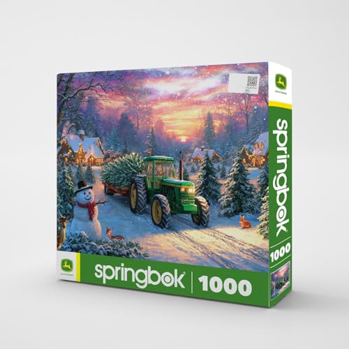 Springbok Bringing Home Christmas 1000 Piece Jigsaw Puzzle for Adults - John Deere Holiday Farm - Unique Cut Pieces - Made in USA by Springbok - Used condition - Image 2