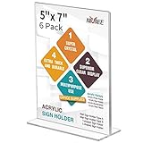 NIUBEE 6 Pack Acrylic Sign Holder 5 x 7 - T Shape Double Sided Table Top Display Stand, Portrait...