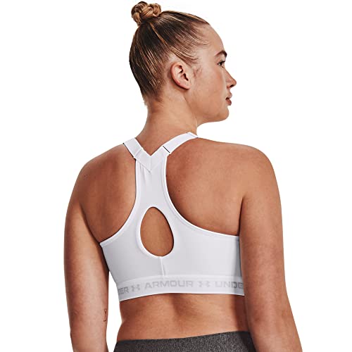 Under Armour Women's Armour High X-Back Zip Bra , White (100)/Jet Gray , 40Dd #TOP1