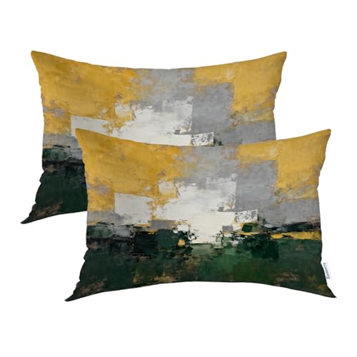 Batmerry Orange Abstract Color Pillowcases, Gray Modern Decorative Bed Pillow Cover with Hidden Zipper Soft Blended for Hair and Skin 20X26 in