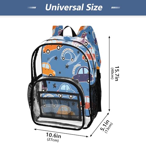 Clear Backpack for School Cute Car Star Pattern Transparent Bookbag for Girls See Through PVC Boy Backpacks4