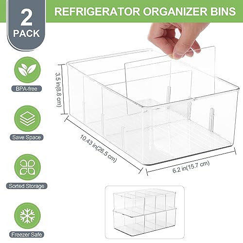 HNNJCK 2er Set Aufbewahrungsbox Organizer Küche，Kühlschrank Organizer Schubladen mit 8 Fächern，Storage Ordnungssystem für Kitchen Tee Gewürz Vorratsschrank Teebeutel Apothekerschrank Küchenschrank