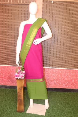 Image of SANJ Mangalagiri Cotton Unstitched Dress Material for Womens dress Unstitched Traditional salwar suit | TOP | Bottom | Duppatta