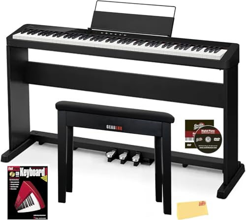 Casio CDP-S160 88-Key Compact Digital Piano - Black Bundle with CS-470P Stand, Triple Pedal System, Bench, Instructional Book, Online Lessons, Instructional DVD, and Austin Bazaar Polishing Cloth