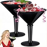 Reallnaive Giant Martini Plastic Glasses Large 48oz Acrylic Shrimp Cocktail Glasses Jumbo Cup DIY Party Table Centerpieces for A Tini Bit Older Birthday Wedding Summer Decor(2 Pcs,Black)