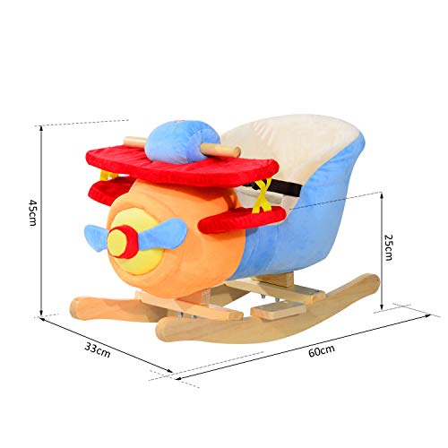 HOMCOM kinderen schommelpaard schommeldier schommel schommelspeelgoed muziek vliegtuig l x b x h 60 x 33 x 45 cm - Afbeelding 5