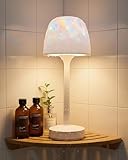 Spa-Like Waterproof Shower Lamp, 16 Color Cordless Bathroom Lamp with Remote & Touch Control, Bathroom Mood Lighting Wireless, RGB Rechargeable Ocean Wave Projector for Inside Shower, Bathtub, Table