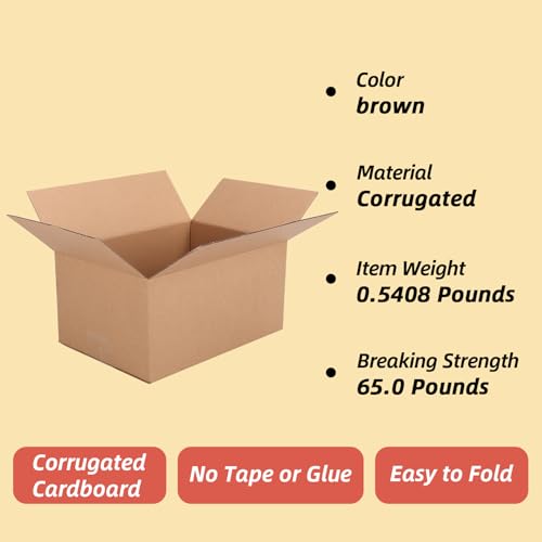 Schliersee 10x6x6 Shipping Box Set of 6, Brown Corrugated Packaging Boxes - Thumbnail 4