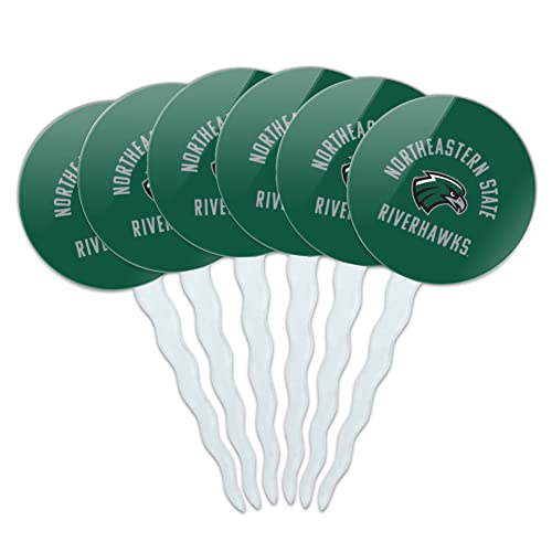 Northeastern State Riverhawks Logo Cupcake Picks Toppers Decoration Set of