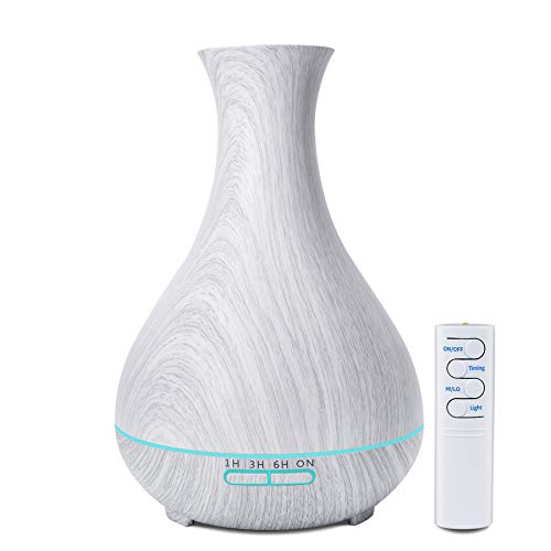 Essential Oil Diffuser, 550ml Oil Diffuser 4 Timer, Remote Control White Diffuser Ultrasonic Aromatherapy Diffuser with Auto Shut-Off Function, Cool Mist Humidifier BPA-Free for Bedroom Home Office