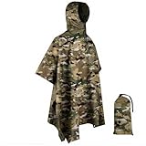 WINWAY Poncho de style militaire multi-usage camouflage indéchirable