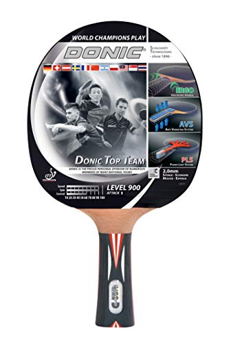Donic-Schildkröt Top Team 800 Table Tennis Bat, AVS & PLS Handle, 2.0 mm Sponge, Alpha-Slick Pad - ITTF, 754199