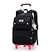 LANSHIYA Solid Color Girls Rolling Backpack with Wheels Schoolbag Elementary School Student Trolley Daypack