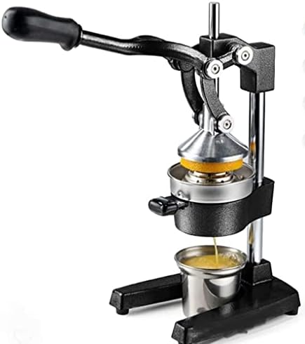 Commercial Heavy Duty Cast Iron Hand Press With Steel Cup Manual Orange Citrus Lemon Lime Grapefruit Pomegranate Juice Extractor Machine Black (With Steel Cup)