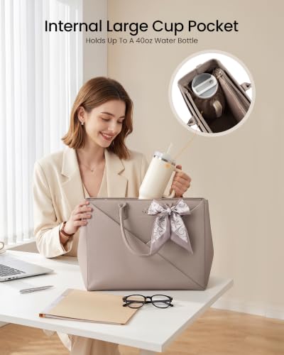 Image of LOVEVOOK Laptop Work Tote Bag for Women with Large Cup Holder, 15.6 Inch