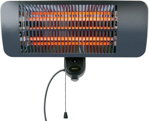 alpina Calefactor por infrarrojos - colgante para terraza 2000 W - 3 niveles de calefacción - para terraza protegido contra salpicaduras IP34 con lámpara de infrarrojos