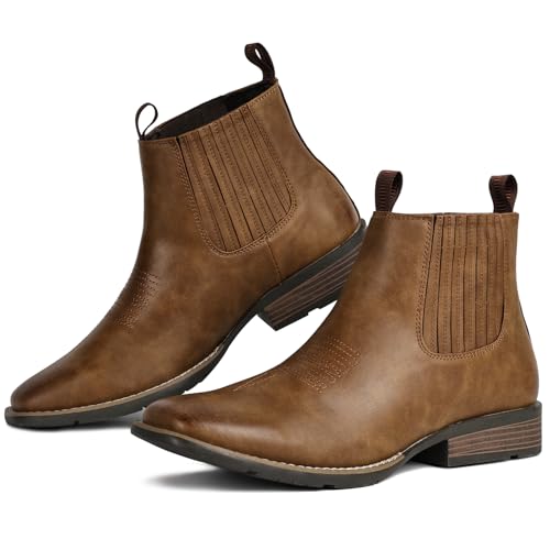 Image of IUV Cowboy Boots For Men Square Toe Ankle Boots