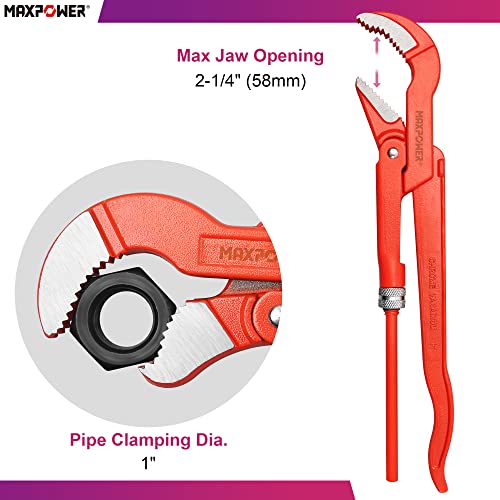 Maxpower 12 Inch Swedish Pipe Wrench, 45 Degree Angled #TOP1