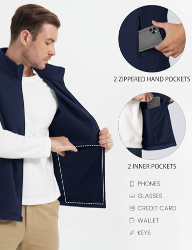 MAGCOMSEN Men's Fleece Vest Lightweight Zip Up Winter Vests Outerwear Warm Polar Sleeveless Jacket with Pockets Casual Golf4