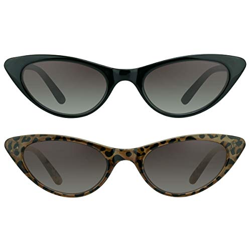 proSPORT Womens Reader Sunglasses Black & Tortoise Combo +2.50 Cat Eye Full Lens No Line Sun Readers Not Bifocal