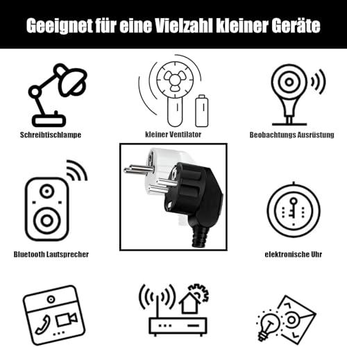 Powice 4 Stück Schuko Stecker,Stecker,Schuko Stecker Wasserdicht,Schukostecker,Spritzwassergeschützter Stecker 230V mit Zugentlastung, (Schwarz+Weiß)