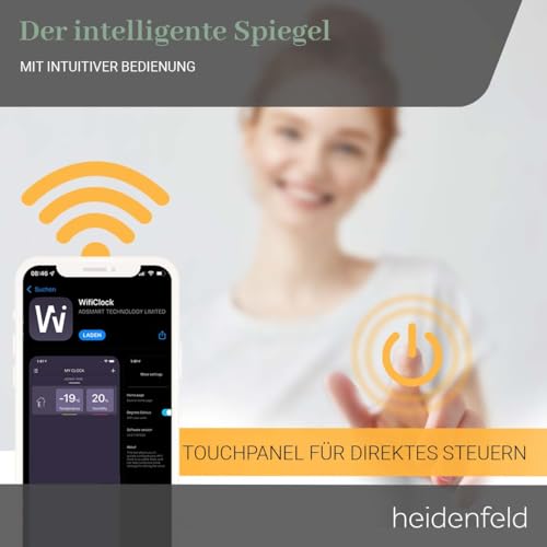Infrarotheizung 500 Watt Heidenfeld Spiegel mit Touchpanel
