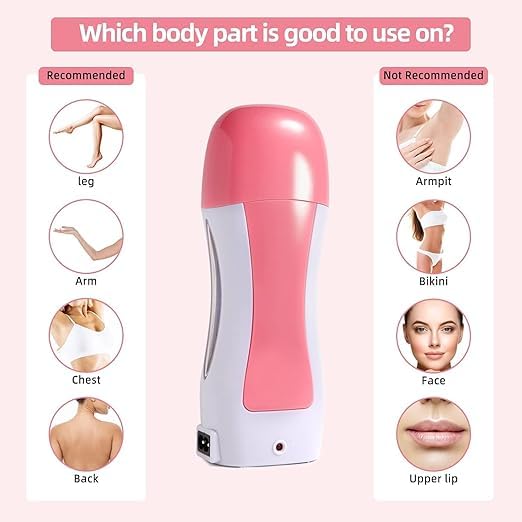 Image of Hair Removal Wax Kit Wax Heater Machine Roll on Hair Removal Wax Kit Wax Heater machine,Refill Cartridge Strips With Wipes Waxing kit for Women Waxkit (wax Roller Heater Machine Combo) (3)