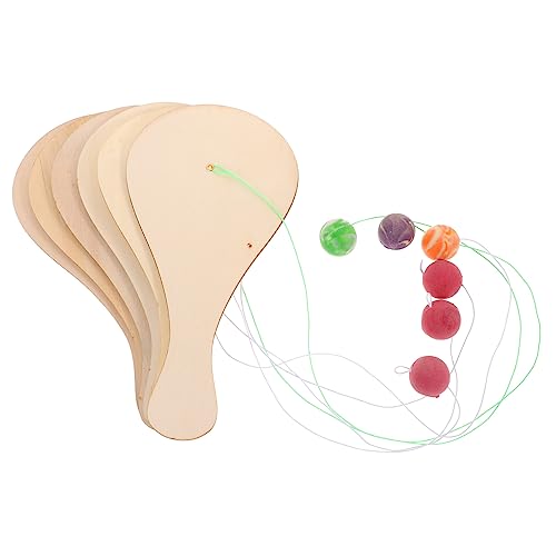LIOOBO 6piezas Raquetas De Madera Para Pintar y Dibujar Juguetes De Pelota De Pádel Para Actividades Creativas Para Interiores y Exteriores