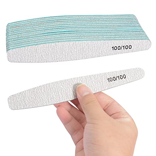 Diesisa 15pcs 100/100 Grit Nail Files for Acrylic Natural Nails, Double Sided Coarse Emery Boards for Natural Nails Manicure Nail Supplies for Home & Salon (limas para manicura)