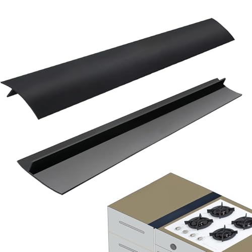 DIYCUT 2 Stück Küchenherd Thekenlückenabdeckung Schwarz, Fugenleiste Arbeitsplatte(53,5 cm), Hitzebeständig Arbeitsplatten Verbindungsschiene, Leicht Zu Reinigen, für Herd, Schreibtisch und Spüle