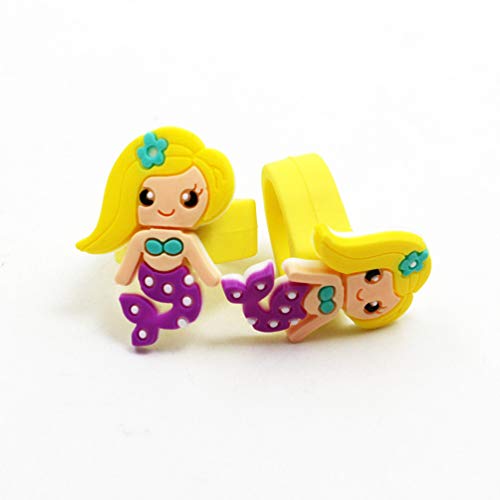 Stobok 24Pcs Kids Mermaid Rings Little Girls Rings Toy Decorative Jewelry Toy For Kids Mermaid Birthday Baby Shower Party Favors (Random Color) #TOP7
