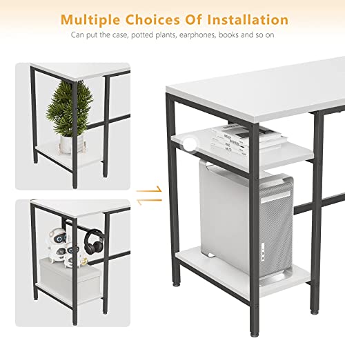 Cubiker L-Shaped Desk With Hutch, 60" Corner Computer Desk, Home Office Gaming Table With Storage Shelves, Space-Saving, White #TOP4
