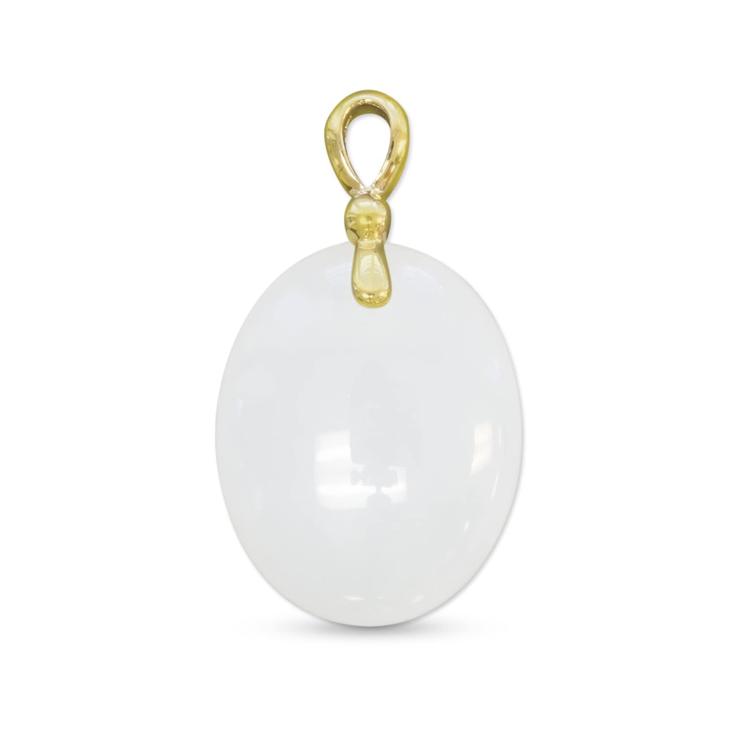 CHOW TAI FOOKOval Shape Heitian Jade Pendant with 18K Yellow Gold Claws Prong