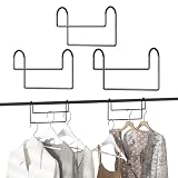 Space Saving Hangers for Clothes: 3 Pack 8 inch Magic Hanger Closet Organizer Metal Heavy Duty Hangers for Shirt Coat Pants Skirt Sorting Storage - Black