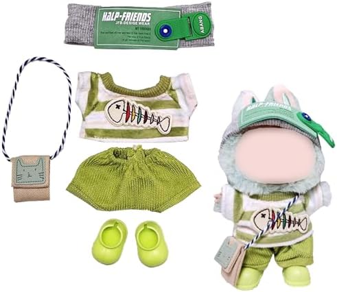 Juego de 5 ropa de muñeca verde para muñecas de 17 cm, accesorios exquisitos para muñeca, ropa linda para muñecas, estilo único, suéter, sombrero, pantalones, zapatos y bolsa