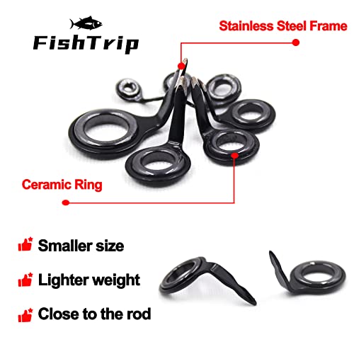 FishTrip Micro Fishing Rod Repair Kit 26pcs Baitcasting Rods Fishing Rod Tip Guides Repair Kit Ceramic Micro Guides Rings Replacement Kit Saltwater