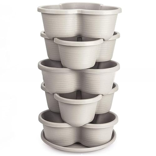 MTSDM 5 Tier Stackable Vertical Planters, Vegetable Planter Indoor Outdoor Gardening Pots, Smart Farm Tower Garden Stackable Strawberry, Herb, Flower, and Vegetable Planter for Garden Planting