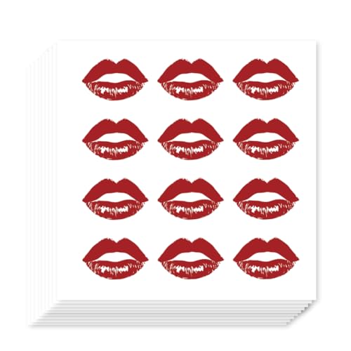 OLYCRAFT 240pcs Individual Lipstick Stickers 18x24mm Kiss Sticker Self-Adhesive Stickers Self-Adhesive Paper Decorative Sticker Red Lips Planner Sticker for Party Decorative Presents Sealing