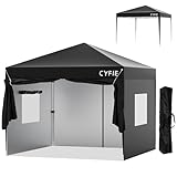 CYFIE タープテント 3mx3m サイドシート4枚付 ワンタッチタープ 高さ3段階調節 テント ワンタッチ 日除けコーティング 高耐水加工 ワンタッチテント タープ ワンタッチタープテント スチールフレーム 組立て簡単 持ち運び便利 防災砂袋·ペグ·ロープ·収納ケース付 アウトドア キャンプ 運動会 祭り用