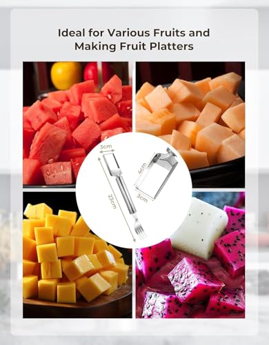 Image of Watermelon Fork Cutter Slicer Tool | 2-in-1 Stainless Steel Fruit Knife | Watermelon Cutting Tool for Home, Outdoor Parties and Family Dinners | Kitchen Gadget (3 Pieces)