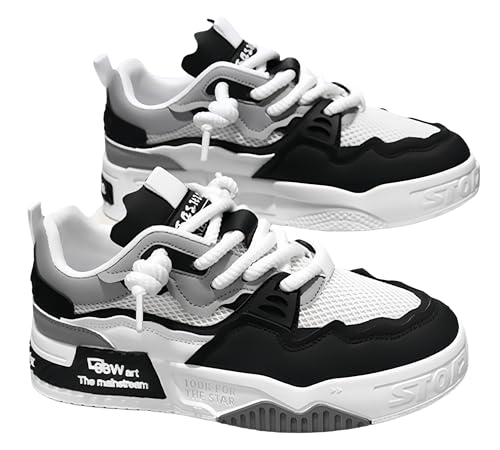 Men's Large-Sized Fashionable Patchwork Style Skateboard Shoes, Lightweight and Comfortable with Anti-Slip Soles, Breathable and Soft.