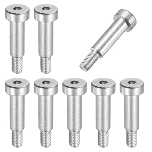 QUARKZMAN 8 Piezas De Tornillos De Hombro De Acero Inoxidable 304 Diámetro Del Hombro 8mm Longitud Del Hombro 20mm Roscado M6x1 Tornillos De Hombro Con Cabeza Hexagonal